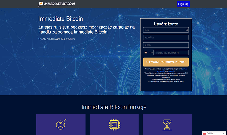 Mainpage Screenshot Immediate Bitcoin PL